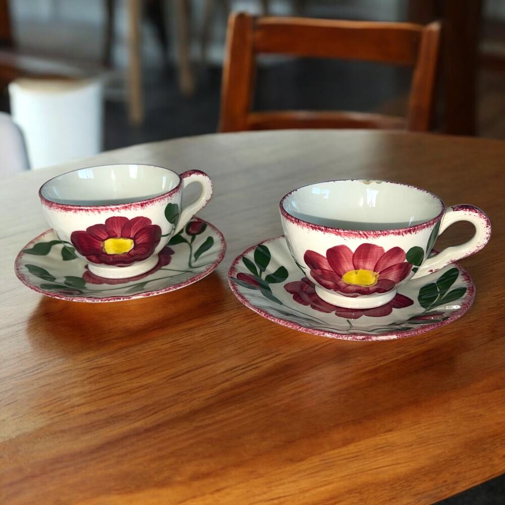 Blue Ridge Southern Pottery Nocturne (Colonial) Footed Cup And Saucer Set 2 Pc